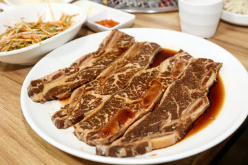 Korean style bbq. Marinated beef ribs