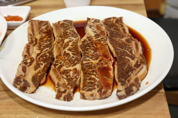 Korean style bbq. Marinated beef ribs