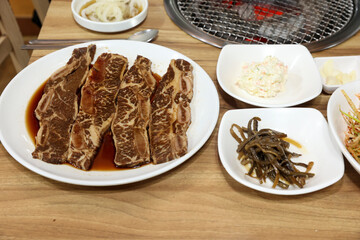 Korean style bbq. Marinated beef ribs
