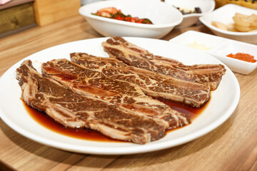 Korean style bbq. Marinated beef ribs