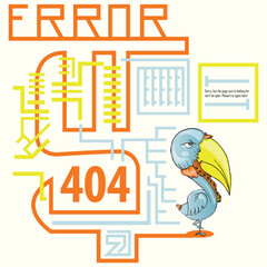 enggang bird with error circuit vector illustration for internet error page 