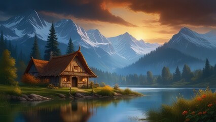 Fototapeta premium lake in the mountains