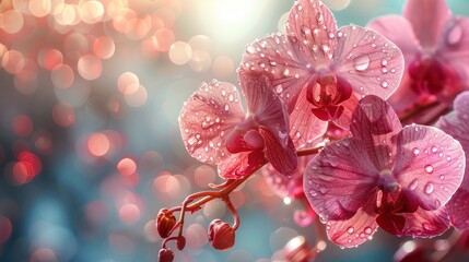 pink orchid flowers blurred nature background