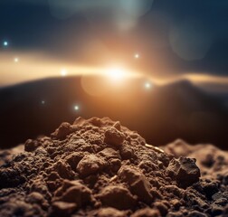 Soil on land sunset