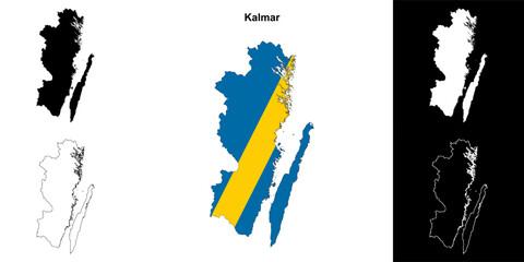 Kalmar county blank outline map set © David Zydd