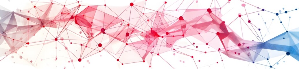Abstract background with low poly geometric pattern, mesh connection lines and dots on white backdrop vector illustration design Big data technology concept banner template Vector Illustration 