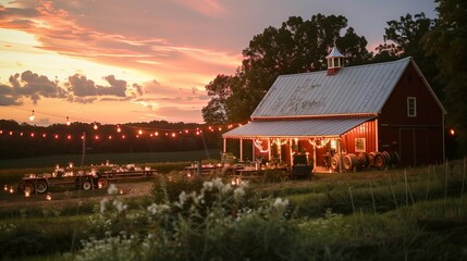 Rustic Charm: Vintage Farm Wedding, generative ai