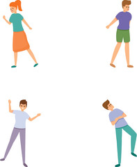 Failure icons set cartoon vector. Case of physical trauma. Misfortune, accident