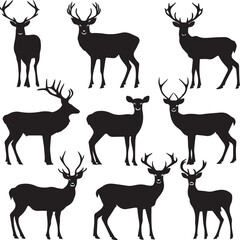 set of deer silhouettes