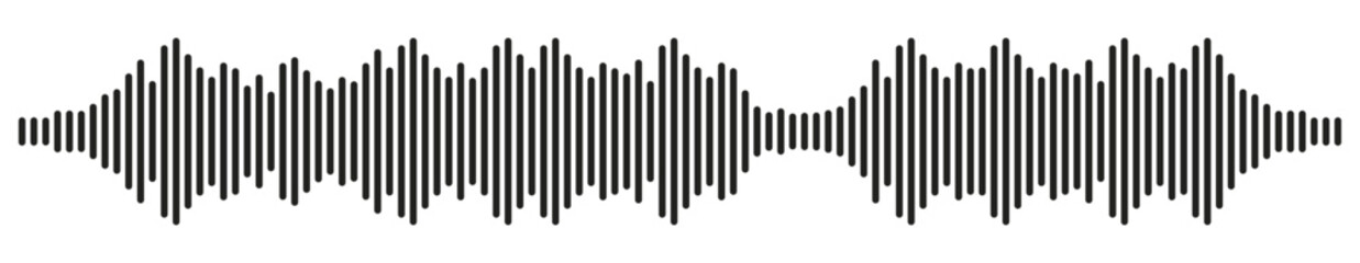 Radio Wave icon. Monochrome simple sound wave on whitet background. Vector sound wave icon. Music player sound bar. Record interface. Equalizer icon with soundwave line. vector illustration. Eps 10