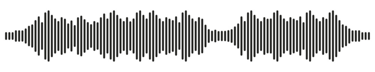 Radio Wave icon. Monochrome simple sound wave on whitet background. Vector sound wave icon. Music player sound bar. Record interface. Equalizer icon with soundwave line. vector illustration. Eps 10