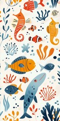 Obraz premium Undersea Creatures and Plants
