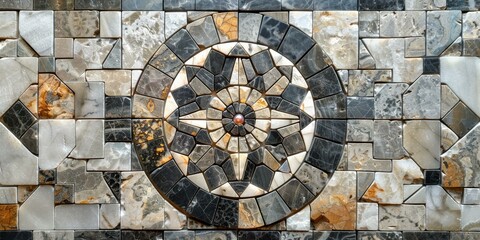 mosaic artwork made of small square marble tiles