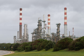 Inactive Refinery in a foggy morning, Portugal.