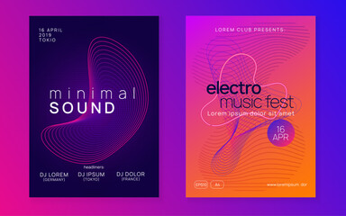 Edm Set. Psychedelic Disco Illustration. Party Festival Template. Pink Discotheque Event. Violet Night Club Background. Sound Design. Concert Invite. Green Edm Set