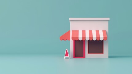 Minimalist 3d illustration of a small shop
