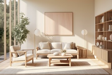 Fototapeta premium Bright and Airy Living Room With Natural Elements