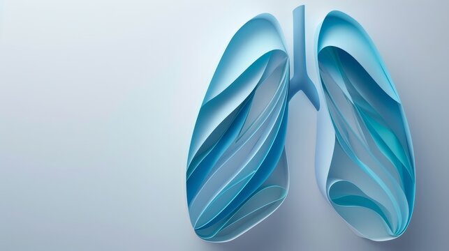 Quilled paper lungs design on white backdrop with generous space for customized text placement