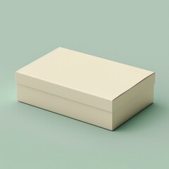 beige shoe box on green background