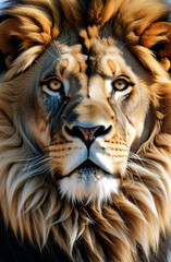 Naklejka premium a realistically drawn lion's head in close-up1