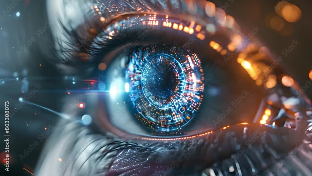 Poster close-up of an enhanced cyber-eye with glowing digital overlays.