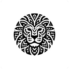 lion silhouette in animal ethnic, polynesia tribal illustration
