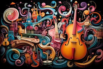 Colorful abstract musical instruments