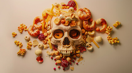 Fast Food Skull: A Sinister Symphony of Junk Food