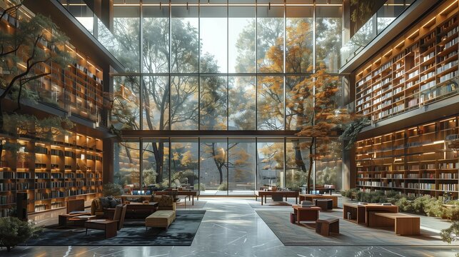 Modern Daylight Library, generative ai - Powered by Adobe