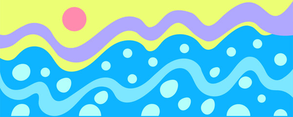 simple horizontal seascape in vector.atmospheric view in flat style.template for background wallpaper banner