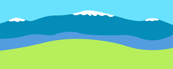 simple horizontal mountain landscape in vector.atmospheric view in flat style.template for background wallpaper banner