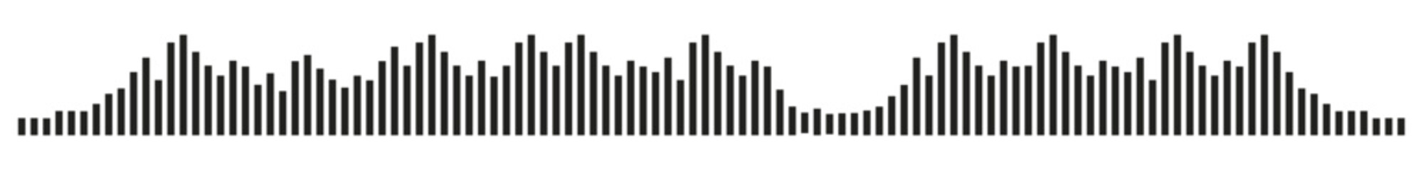 Radio Wave icon. Monochrome simple sound wave on whitet background. Vector sound wave icon. Music player sound bar. Record interface. Equalizer icon with soundwave line. vector illustration. Eps 10