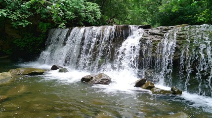 beautiful view of waterfall AI generated