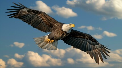 majestic bald eagle soars high above the clouds