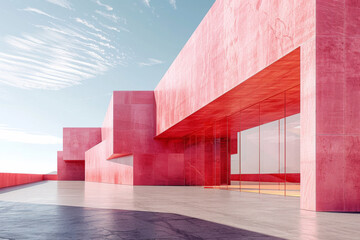 Concrete outdoor square building,Empty architectural background.