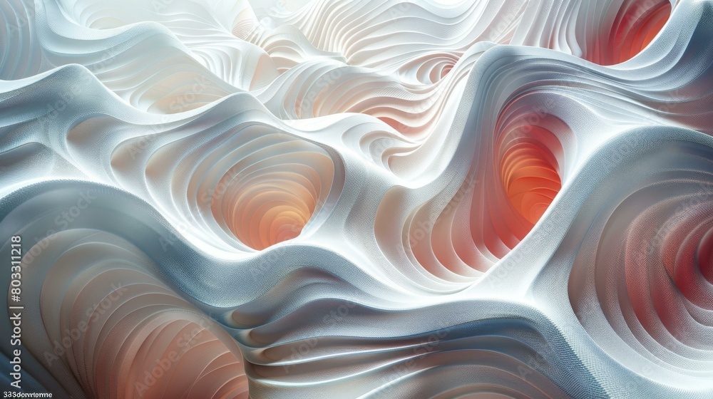 Poster white and pink abstract 3d rendering of a terrain