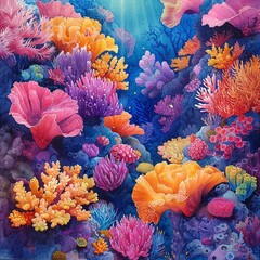 Underwater world. Bright colors of coral reefs and tropical fish. The beauty of the underwater world.