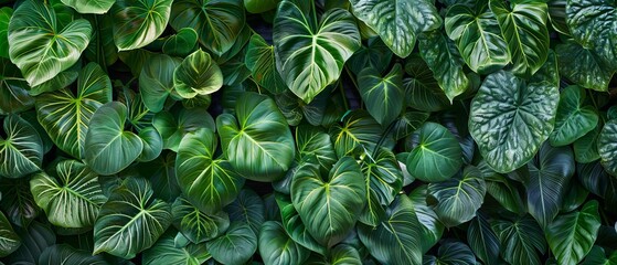 Lush Botanical Cascade: Captivating Philodendron burle-marxii Leaves for Nature-Themed Designs
