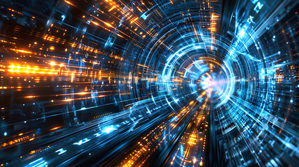 Fototapeta premium Colorful Technological Background With Neon Effect, Technological Background With Glowing Effect
