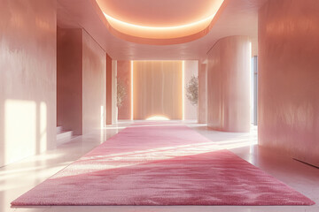Light Pink Stylish rug in interior of modern hallway