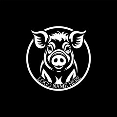 Minimalist Pig Face Logo - Black and White Design
