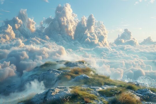 mountain peak above the clouds
