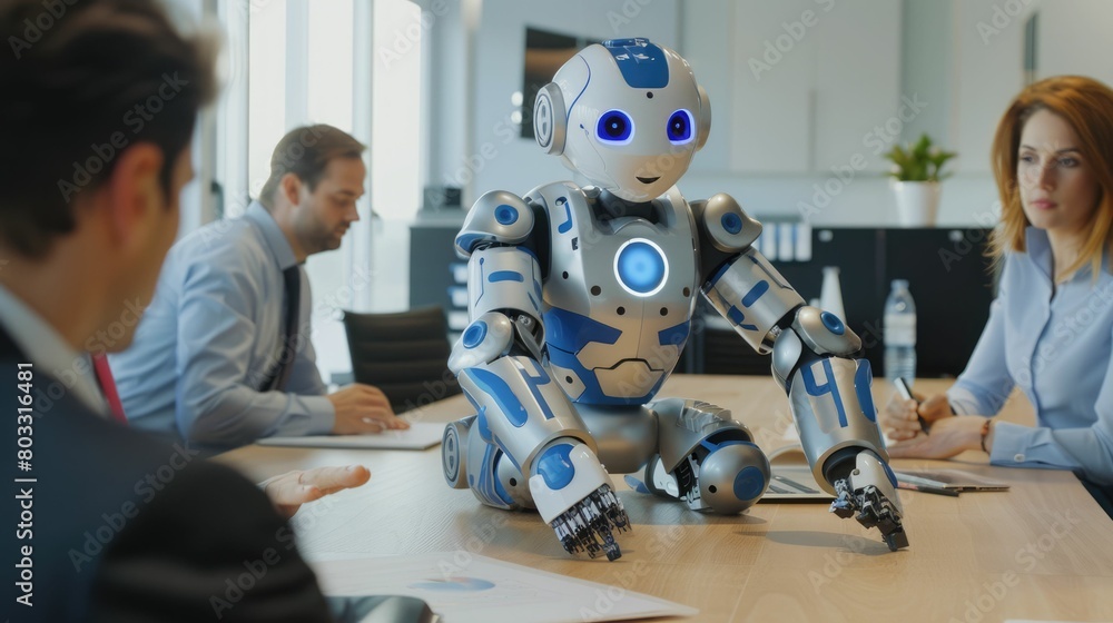 Aufkleber the picture of the robot working as the assistance for the human to provide assist and support, the 