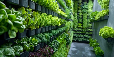 Technology vertical vegetable garden farm in greenhouse