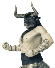 Fototapeta premium minotaur is ready to combat