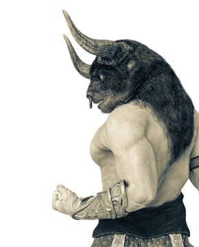 minotaur is ready to combat on cool pose