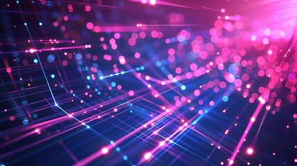 Obraz premium Colorful Technological Background With Neon Effect, Technological Background With Glowing Effect