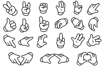 Retro Cartoon Hands collection set. Vector illustration