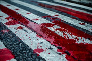 Blood stains after an accident at a zebra crossing