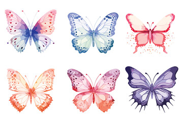 Watercolor butterfly vector illustration on white background.